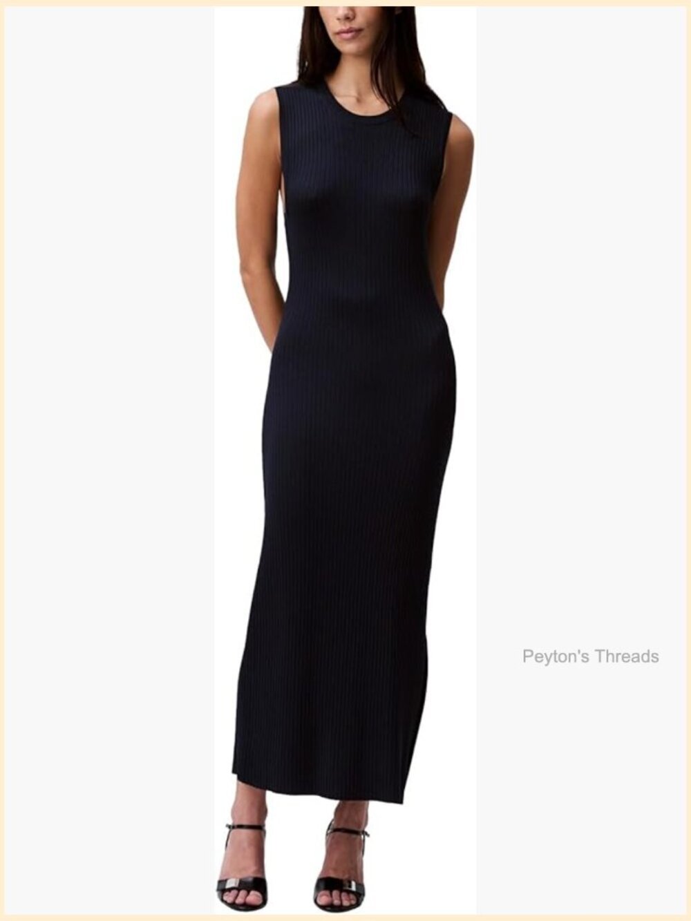 Viscose Ribbed Maxi Dress - Bodycon, Sleeveless, Crewneck